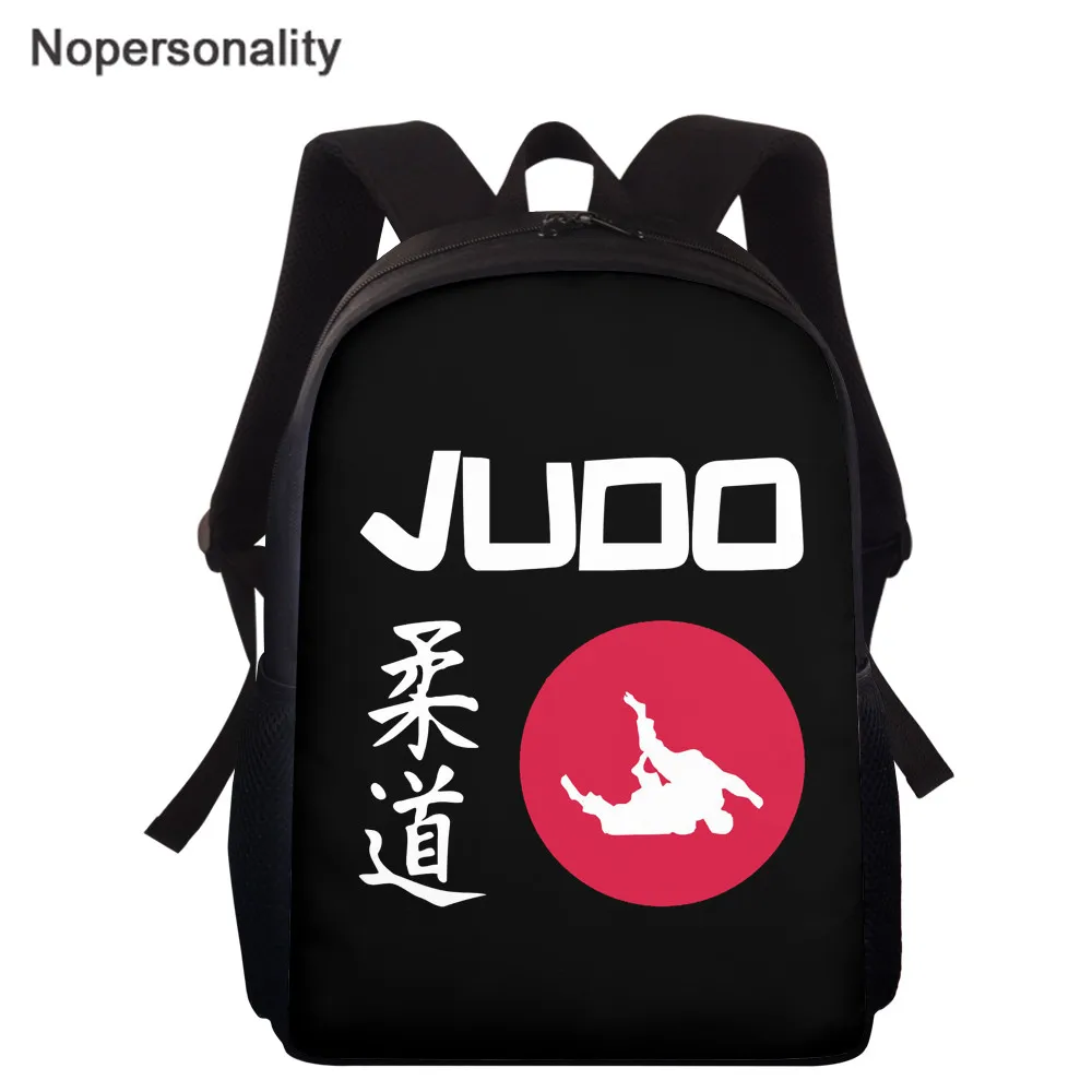 Школьная сумка Nopersonality с мультяшным принтом дзюдо для мальчиков, черная детская школьная сумка, студенческие сумки для книг, 15 дюймов