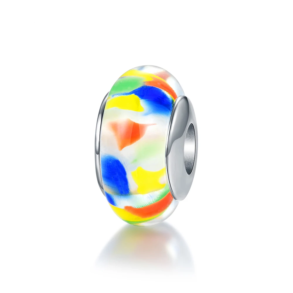 

GW Murano Glass Beads 925 Sterling Silver Multicolor Beads Fits Bracelets Diy Jewelry Making Fashion Bangle Women Jewelry 5101