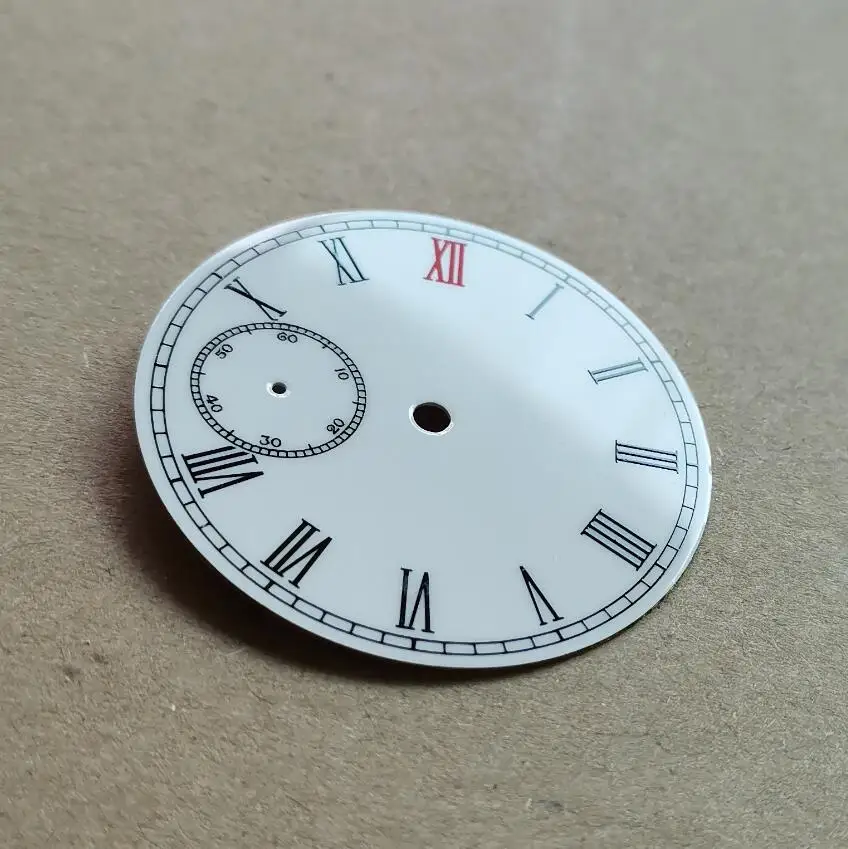 

Watch parts 39mm 9 o'clock second hand Rome number Watch dial white smooth enamel panel Watch accessories G059