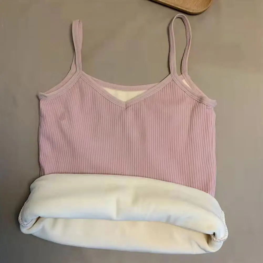 

Knitting Vest V-Neck Comfortable Cold Resistant Fleece Lining Solid Color Knitting Top Knitting Top for Gathering