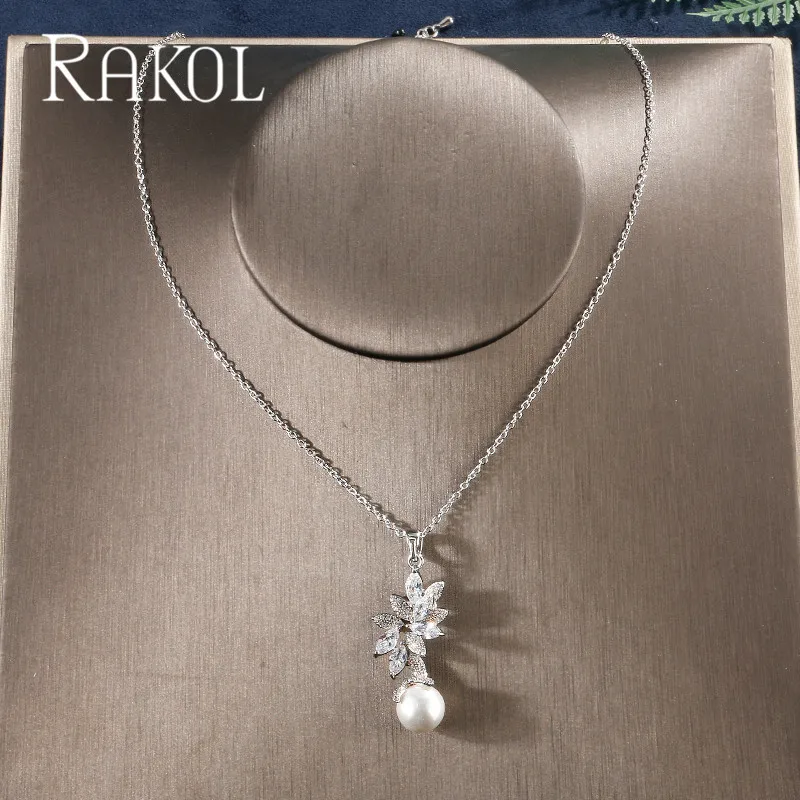 ROKOL модное ожерелье с кулоном из искусственного жемчуга кубическим цирконием