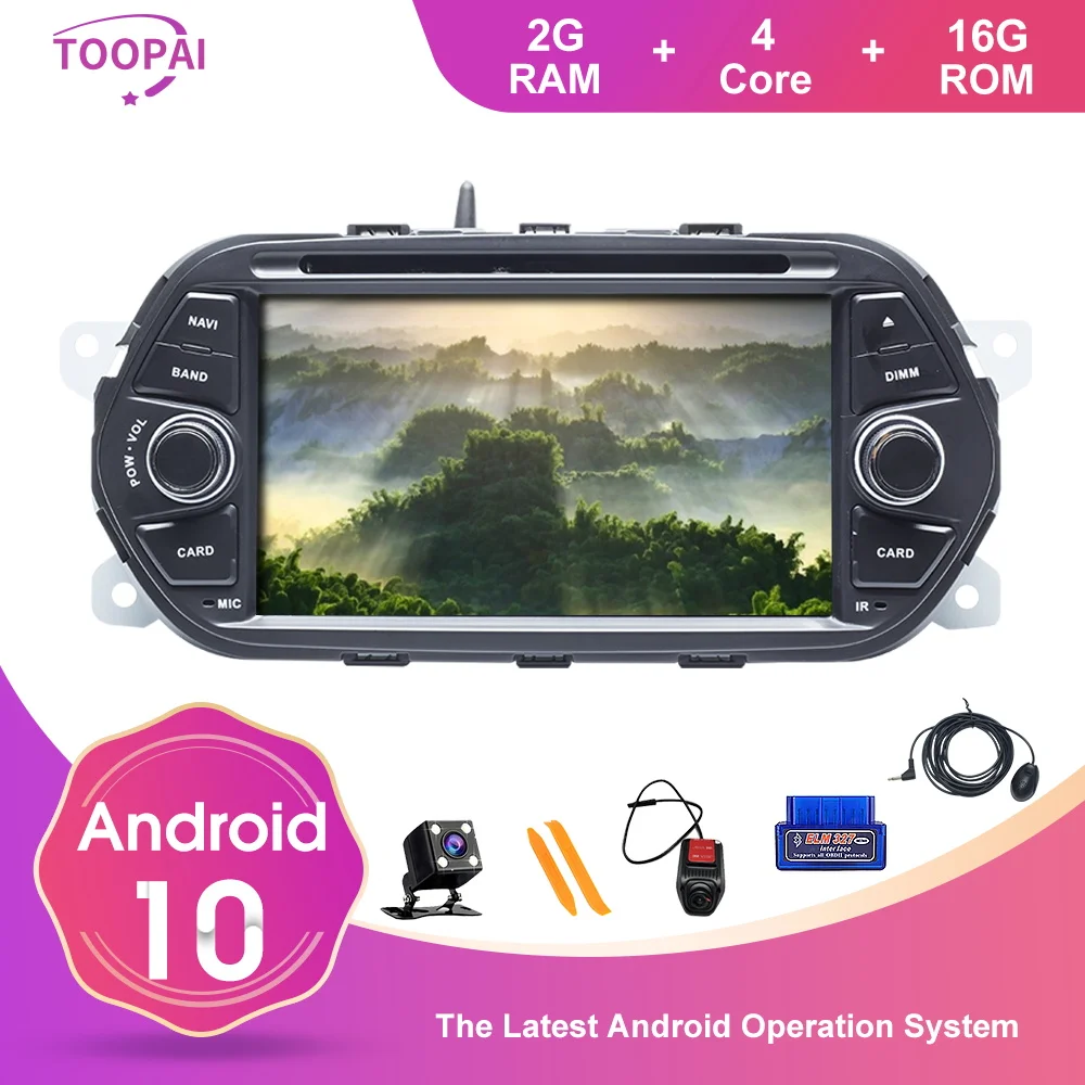 Автомагнитола TOOPAI Android 10 для FIAT EGEA TIPO 2015 2017 Dodge Neon 2018 GPS навигация мультимедийный