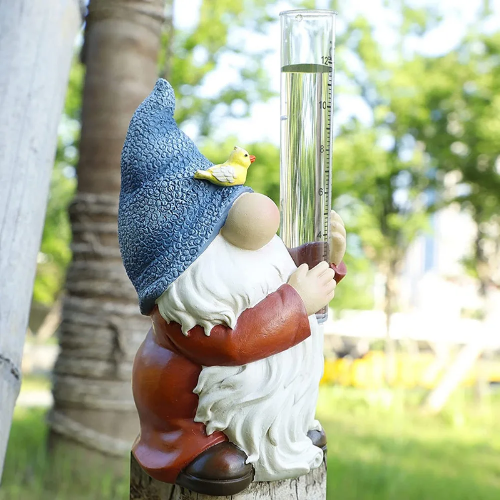 

Cute Dwarf Rain Gauge Garden Statue Durable Plastic Waterproof Resin Garden Decoration Hand-painted Dwarf Rain Gauge