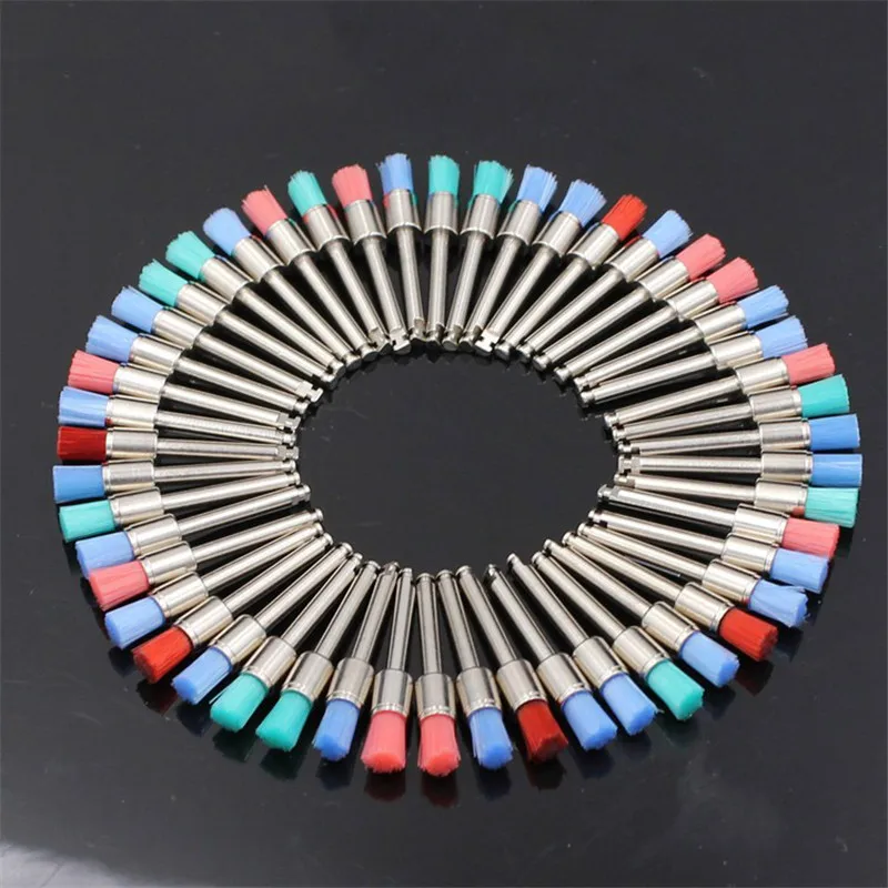 100 шт. разноцветные нейлоновые плоские зубные щётки для полировки зубов | Красота