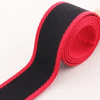 38mm50mm black red striped webbing red edge back cotton heavy weight purse straps totes belts tape bag handle1 5 2