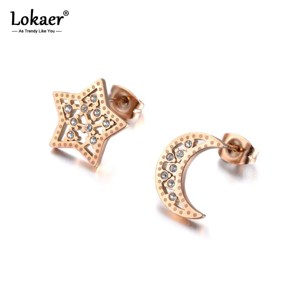 Женские серьги гвоздики Lokaer модные из нержавеющей стали с фианитами в форме