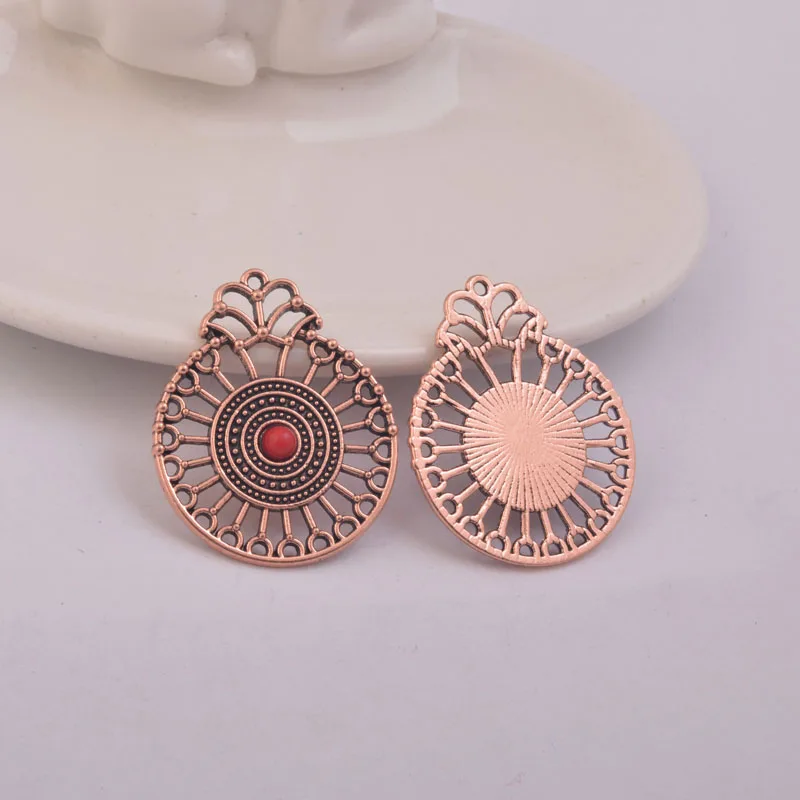 

12pcs 28*35mm Champagne Gold Earring Connector Rose Gold Round Charm Metal Alloy Connectors DIY Christmas Earring Making