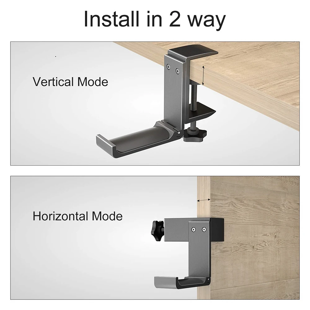 Universal Headset Hanger Headphone Hook Holder Desk Mount Stand with Foldable Clamp Horizontal Vertical Installation | Спорт и