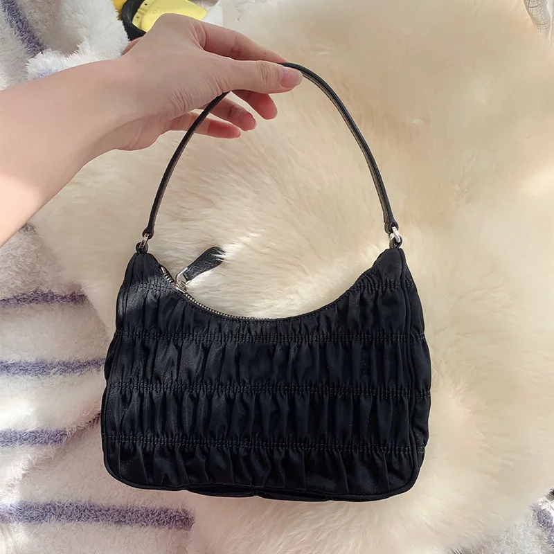 Женская сумка тоут плиссированная карамельного цвета нейлоновая летняя 2020|Сумки