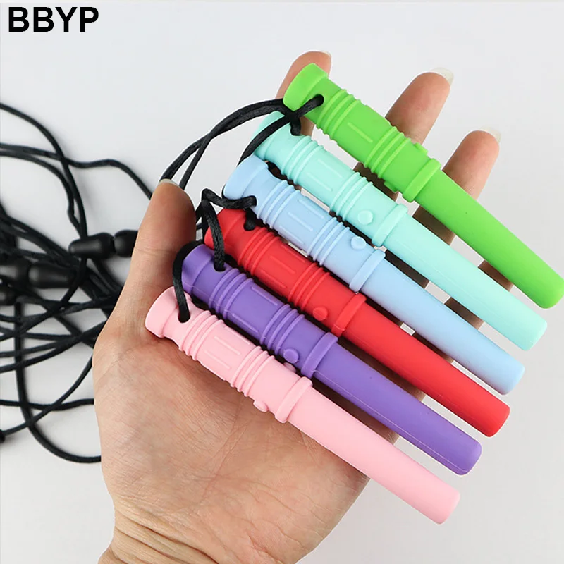 50Pcs/Set Chewing Necklace Autism ADHD Biting Sensory Toy Baby Teether Child Baby Teething Tubes Chew Toy