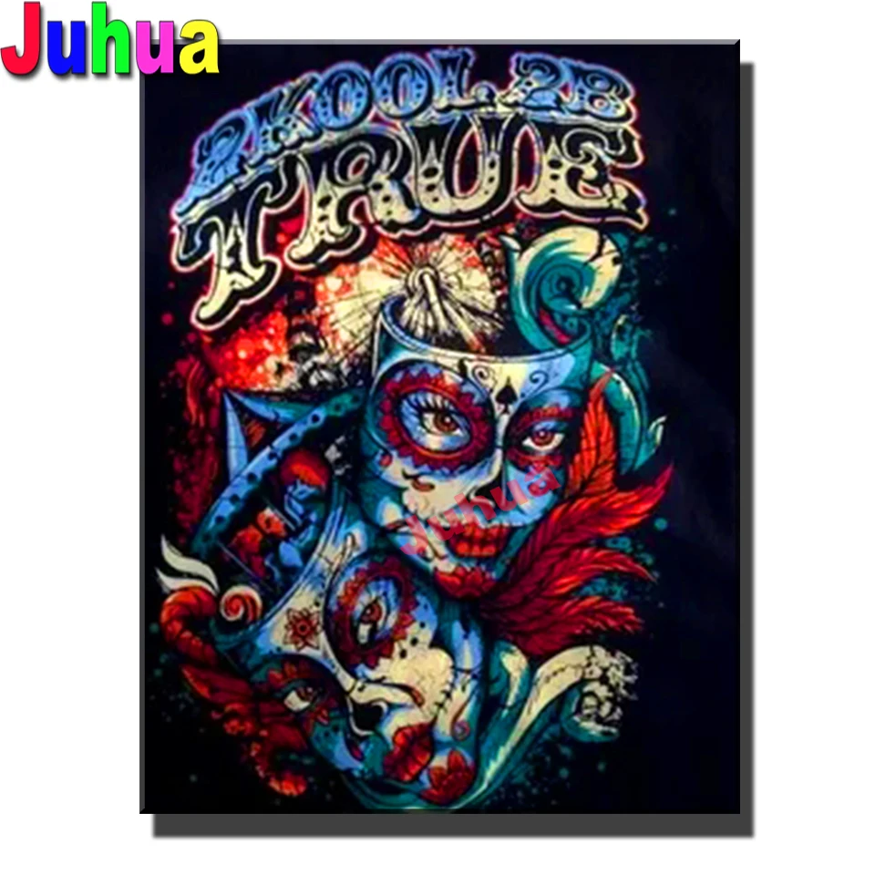 

Алмазная 5d картина «сделай сам», картина с рисунком в виде сахара, женщина, полностью квадратная, круглая картина, фильмы ужасов, алмазная вы...