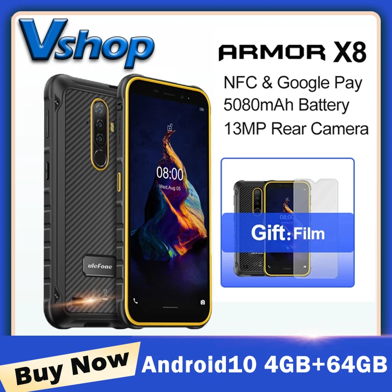 Ulefone Power X8 4 Гб + 64 прочный Водонепроницаемый смартфон Android10 5 7 дюйма сотовый