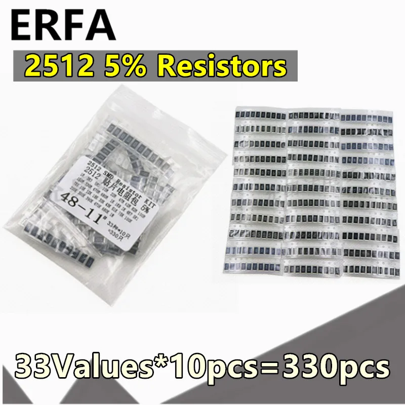 

33Values*10pcs=330pcs 1ohm-1M ohm Electronic Resistors 5% 2512 SMD Resistor Assorted kit 10R 47R 100R 10K 470K 680K