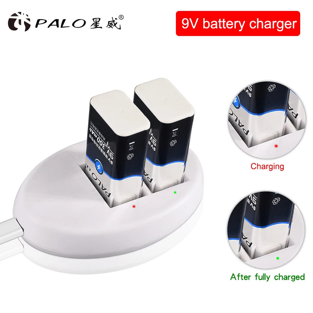 Зарядное устройство Palo 6F22 9 В с двумя слотами для аккумуляторов умное