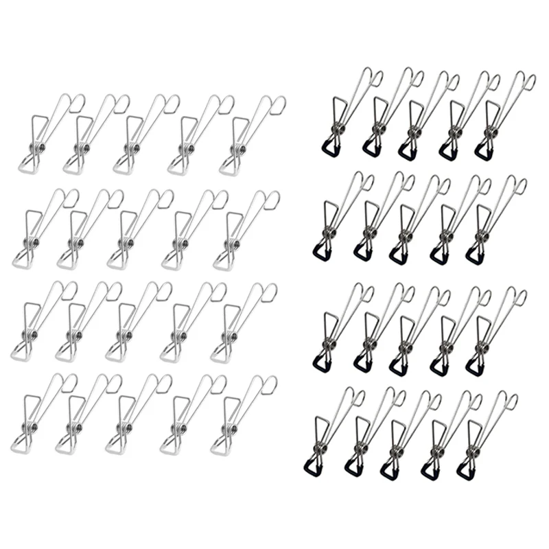 

Stainless Steel Hanger Clips,Hook Clips,Clothes Pins,Utility Closet Hooks,Bag Clip,For Hanging,Storage