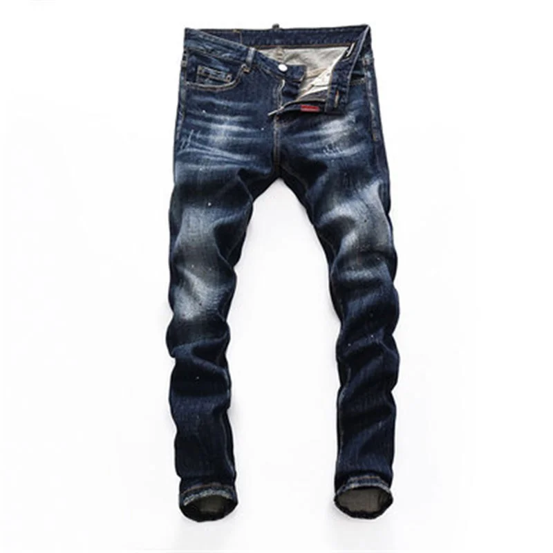 

European fashion trend style dsq brand black Italian jeans luxury men's denim trousers patchwork slim jeans pencil pants men D2