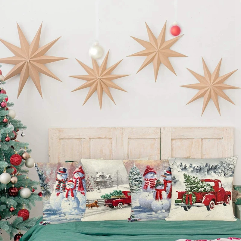 

Christmas Throw Pillow Covers Winter Decor Snowman Home Decorations Pillow Covers Case Decorative Holiday Throw Pillows