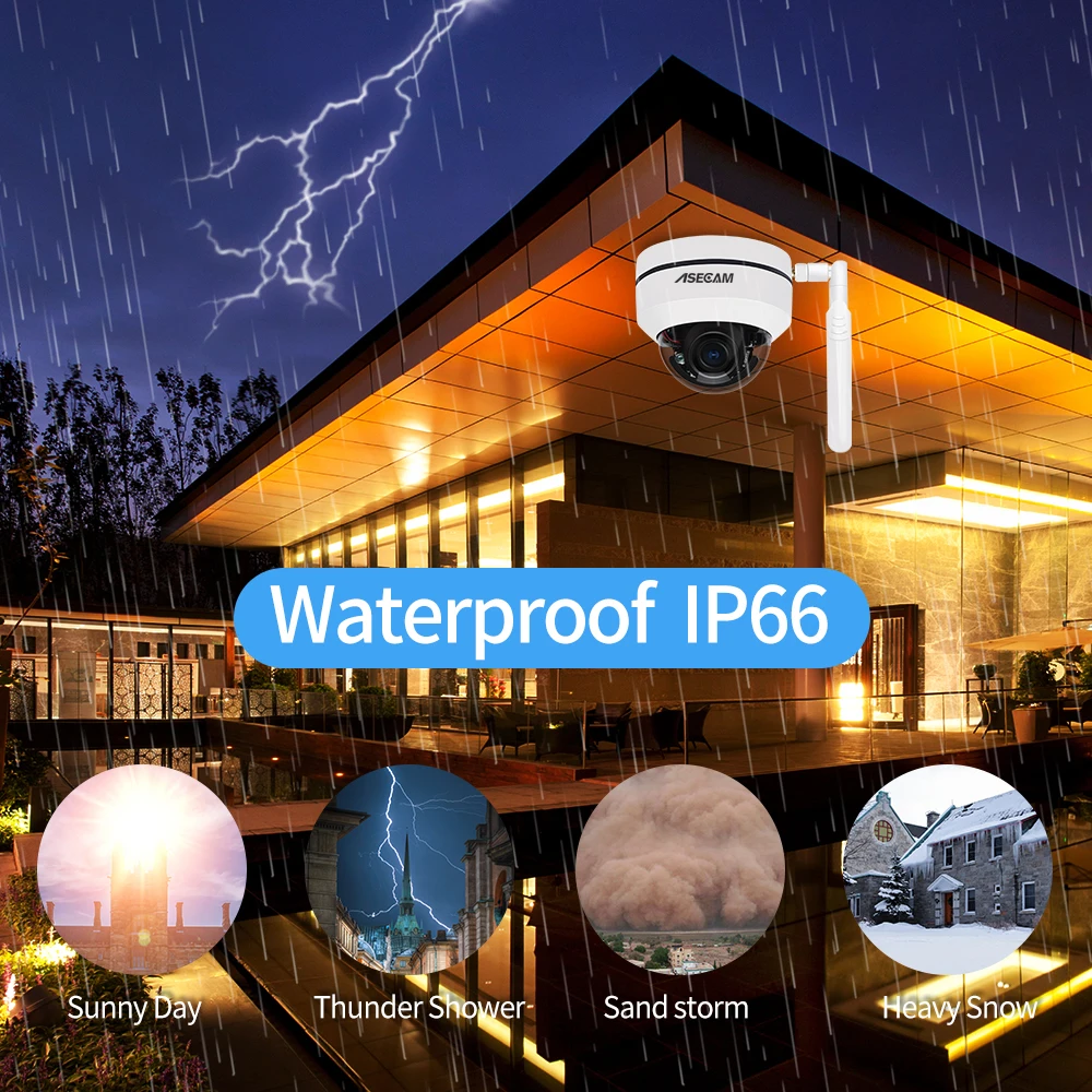 Дешево 5MP PTZ камера видеонадения Wi Fi купольная наружная 5-кратный зум аудио гуманоид автоматическое отслеживание Onvif P2P CamHi TF слот для карты видеонаб...