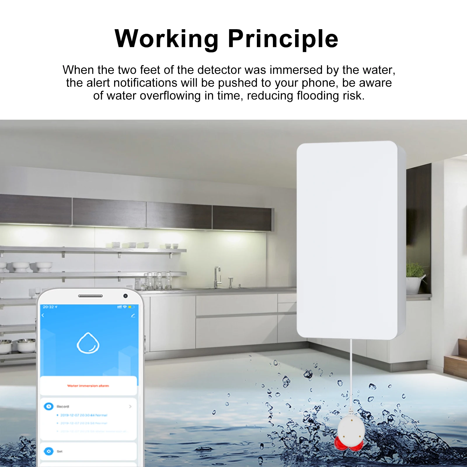 

WIFI Water Leak Sensor Water Leakage Intrusion Detector Alert Water Level Overflow Alarm Tuya Smart Life App Remote Control