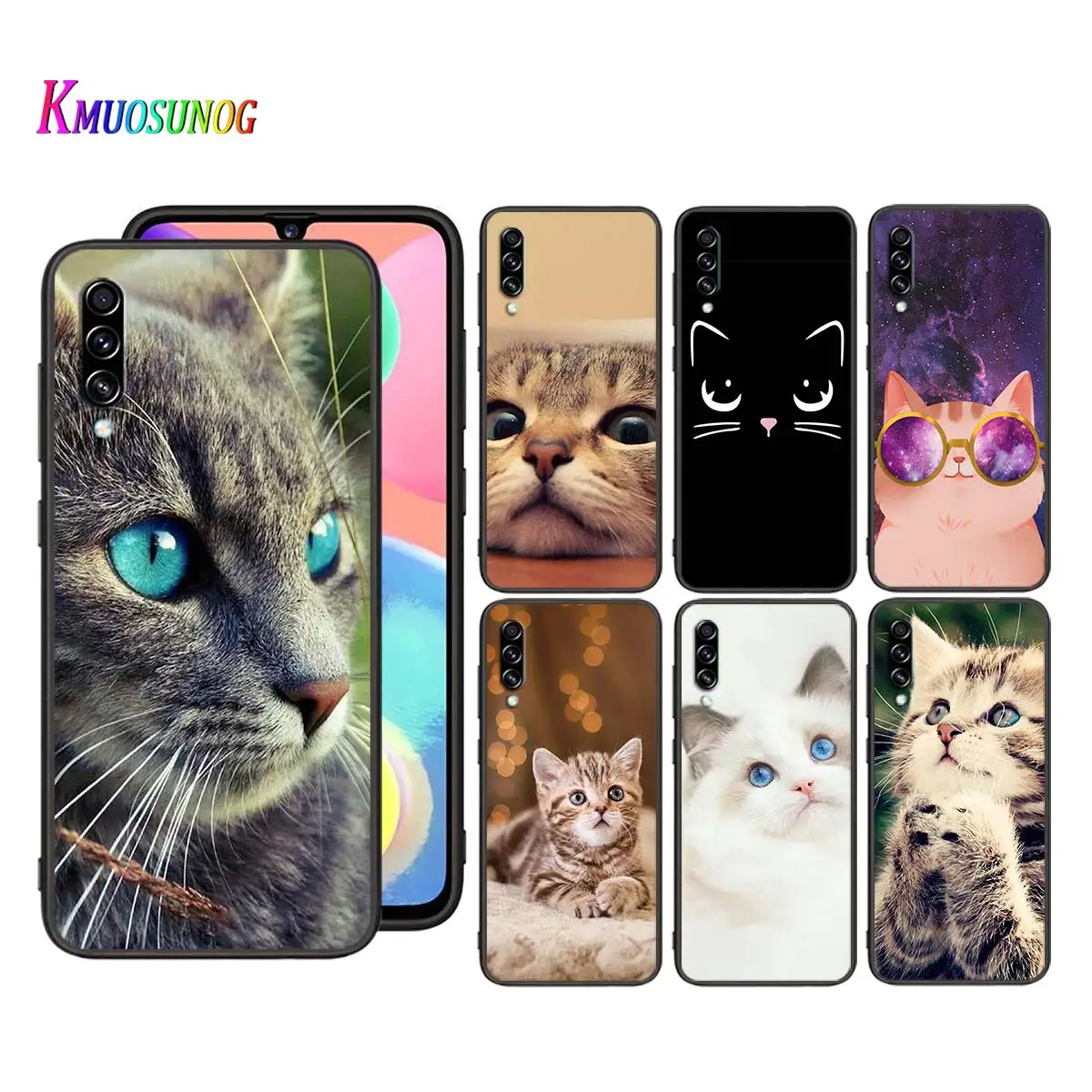 

Silicone Cover Cute Cat Kitten for Samsung Galaxy A90 A80 A70S A70 A60 A50S A40 A30 A20E A20S A10S A10 Black Phone Case