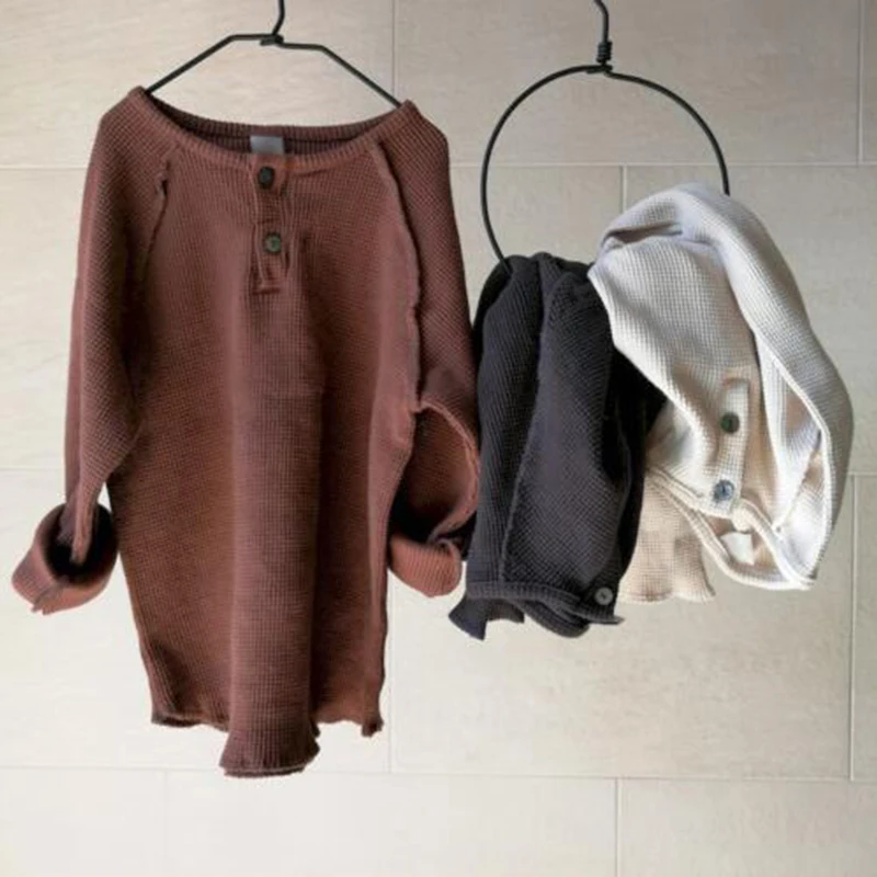 

Детские футболки, новинка 2021, Осенний брендовый дизайн, милые вязаные топы с длинным рукавом для мальчиков и девочек, верхняя одежда, футбол...