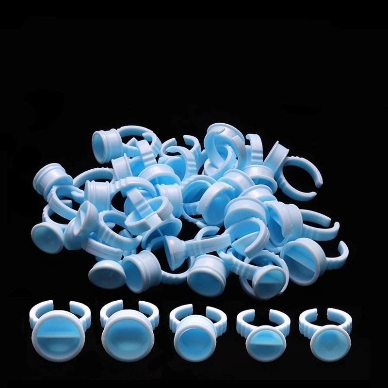 100 шт./упак. синие одноразовые кольца чашка прививка клея для ресниц поднос
