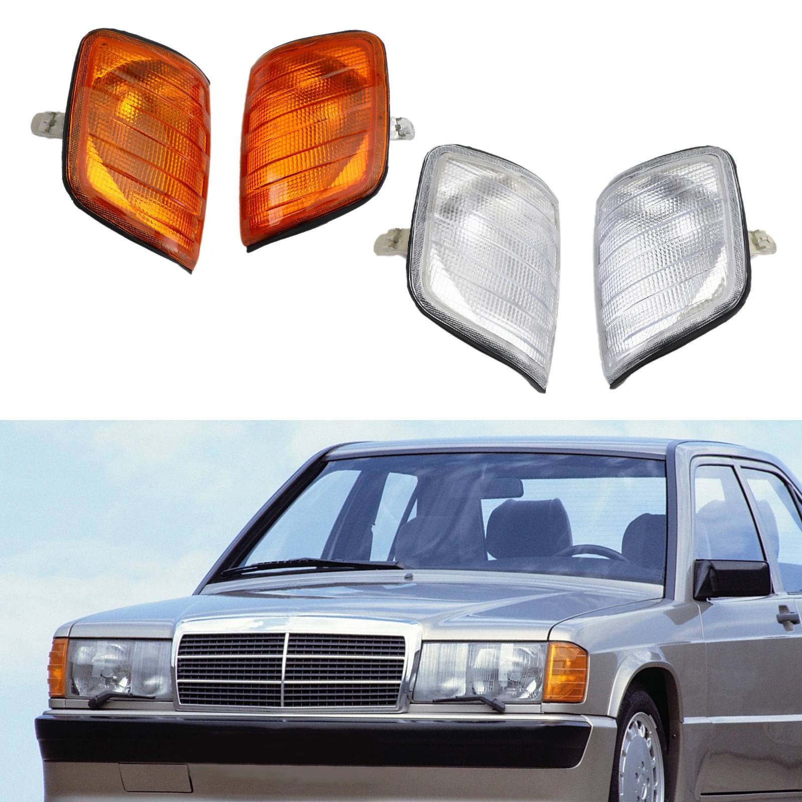 

Areyoushop Corner Lights Parking Lamps Pair For Mercedes-Benz E-Class W124 1986-1993 Car Auto Parts