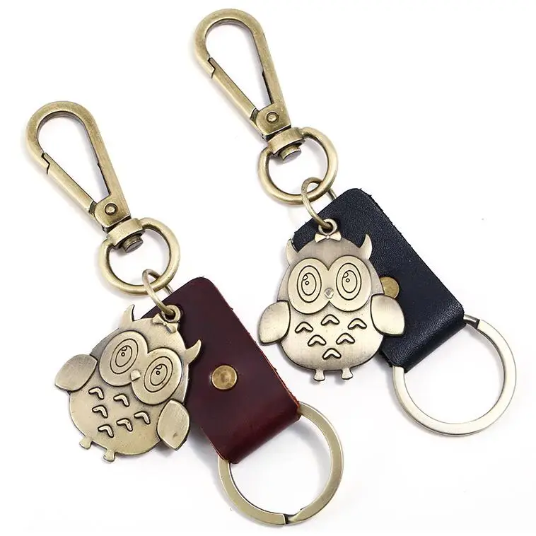 Винтажный Модный брелок с милой совой подвеска из сплава птицей кожаный