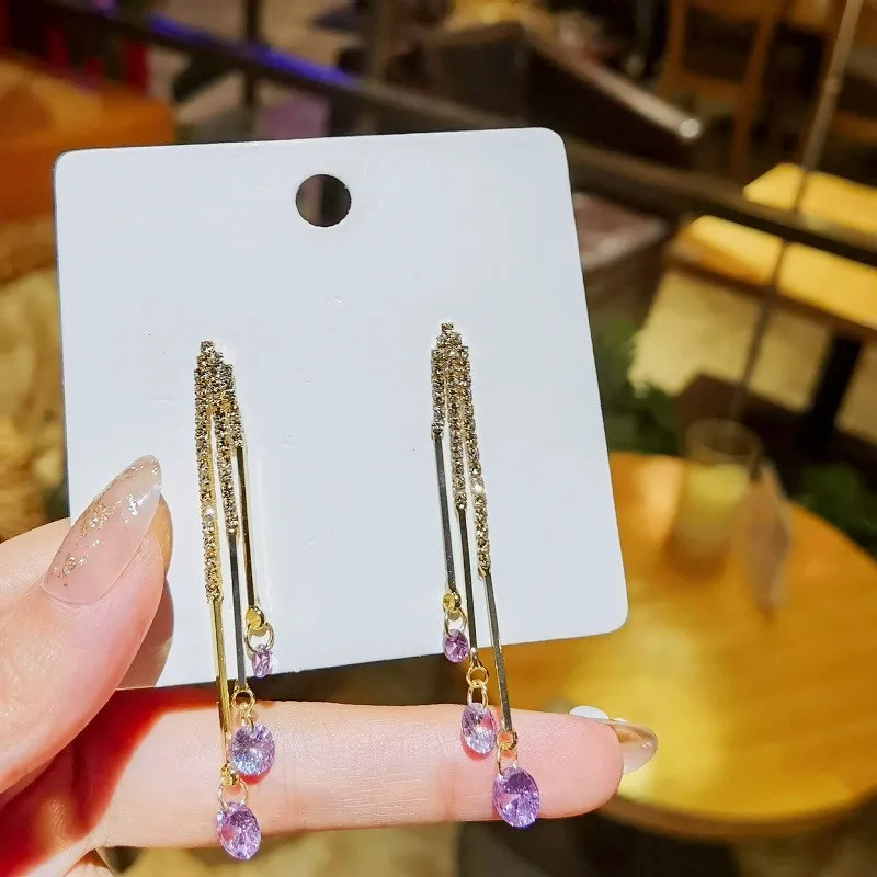 

Shiny Three Butterfly Crystal Drop Earring Bijoux Long Tassel Dangle Earrings for Women Statement Earring Jewelry Gifts