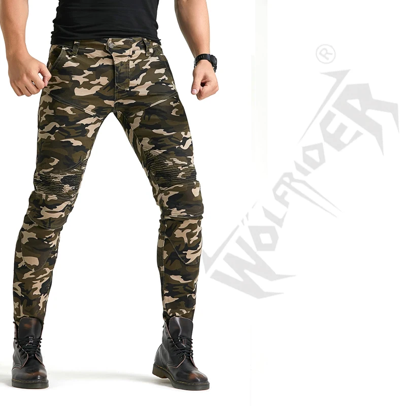 Белые камуфляжные мотоциклетные джинсы в виде солдата мужские брюки для езды на