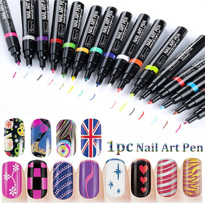 1 шт., украшение для ногтей, 3D Окрашенные Ручки цветное шариковые ручки кисти для ногтей, ногти 
