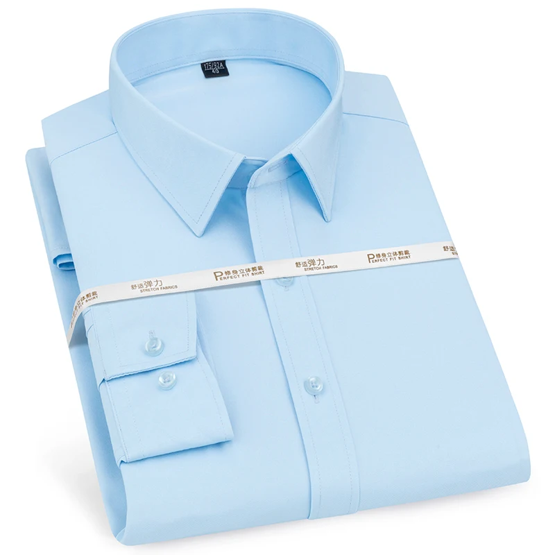 Рубашка мужская стрейчевая с длинным рукавом мягкая блуза из спандекса без