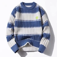 sweater mens loose lazy wind ins knit sweater striped trend personality pullover sweater autumn and winter models