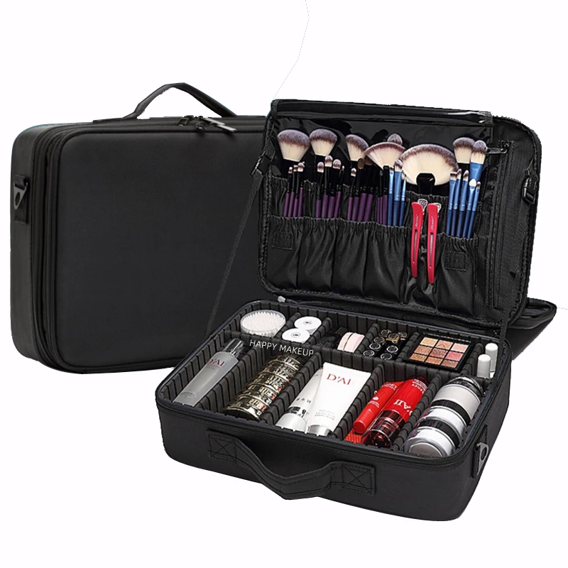 

New Fashion Women Cosmetic Bag Travel Makeup Professional Make Up Box Cosmetics Pouch Bags Beauty Case For Makeup Artist