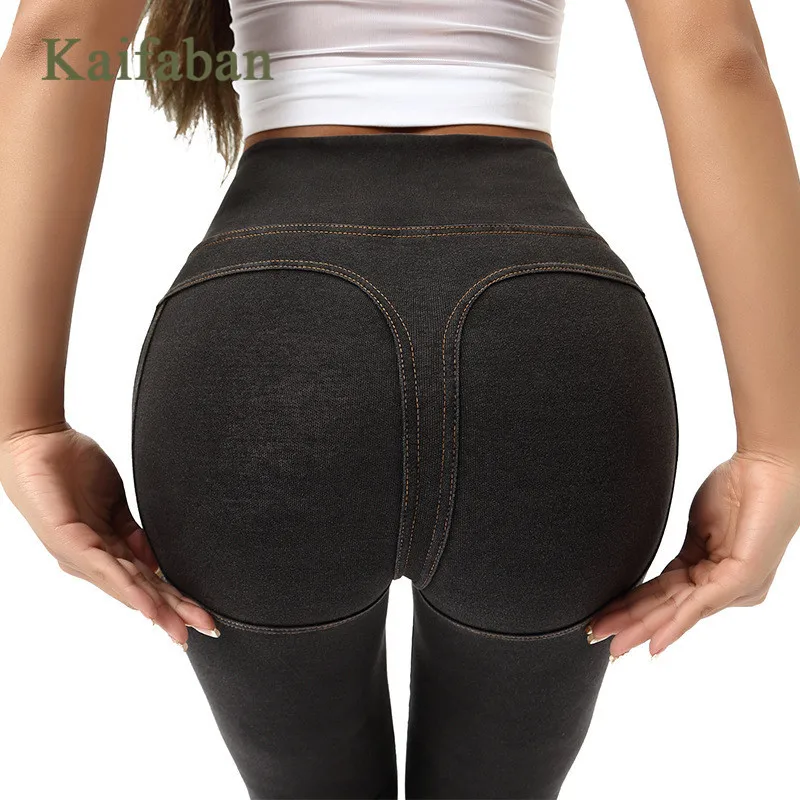 XXL для женщин пуш-ап размера плюс штаны йоги леггинсы с высокой талией персик