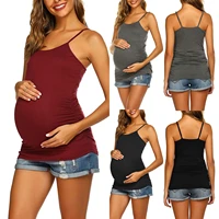 pregnancy clothes fashion o neck solid sling vest breast feeding pregnant woman maternity blouse camiseta lactancia tirantes l