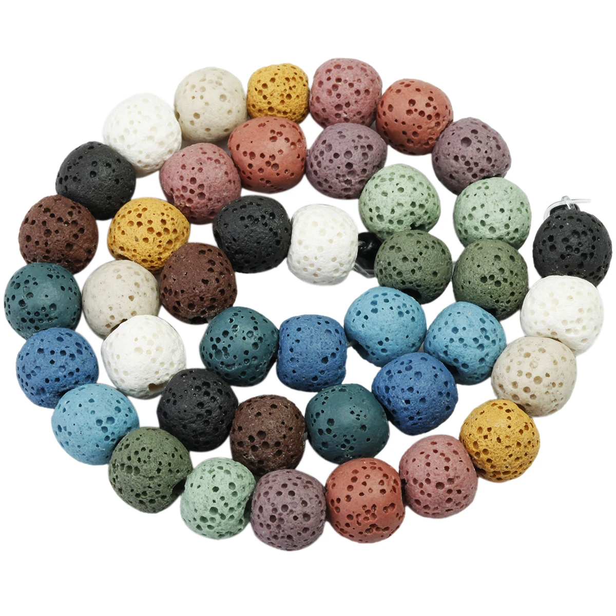 

TUMBEELLUWA 6mm Natural Round Lava Rock Loose Spacer Beads Mixed Color For Jewelry Making DIY Bracelet Necklace Accessories