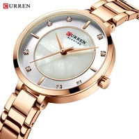 curren ladies watches fashion elegant quartz watch women dress wristwatch with rhinestone set dial rose gold steel band clock