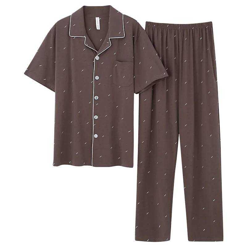 

Modal Men's Pajamas Summer Short-sleeved Shorts Cardigan Suit Thin Section Youth Large Size Home Service Ensemble Homme Fashion