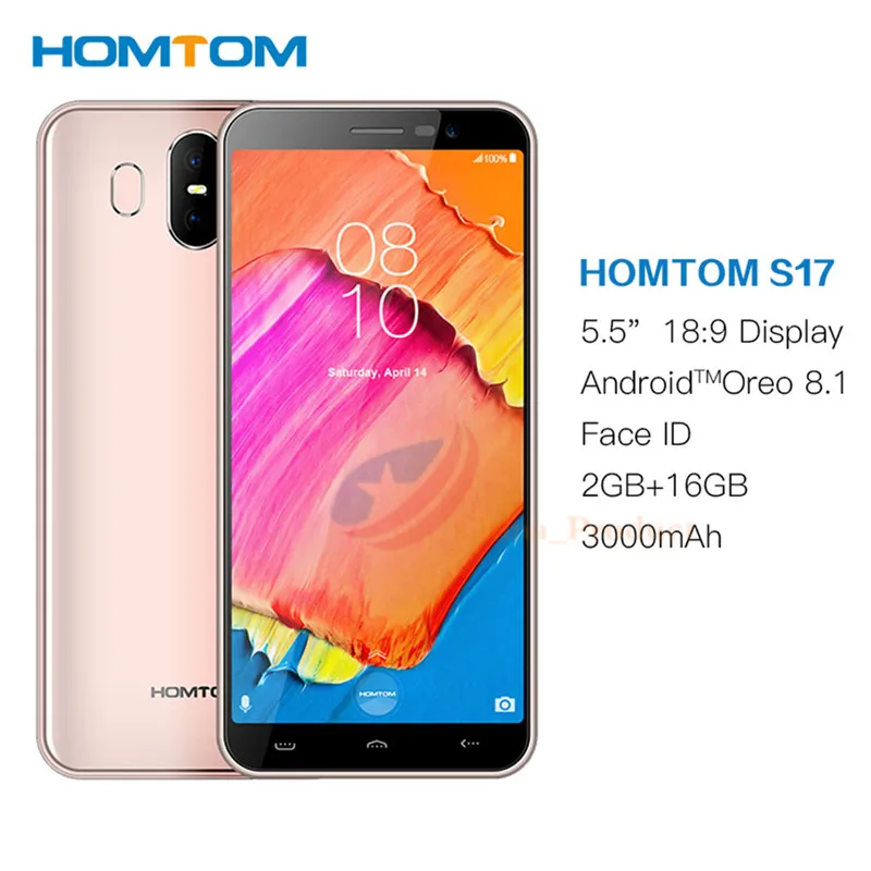 Смартфон HOMTOM S17 Android 8 1 четырехъядерный экран 5 дюйма 18:9 без рамок сканер