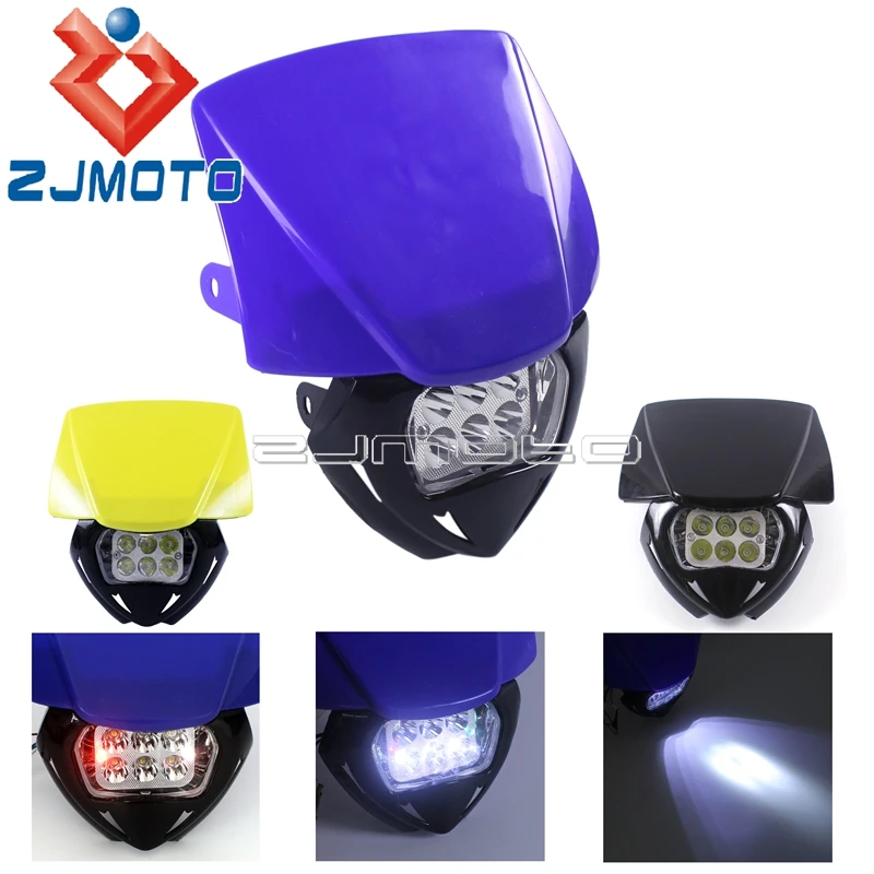 Универсальная светодиодная фара в сборе для мотоцикла Yamaha Suzuki YZ YZF WR TT DR RM MX Enduro