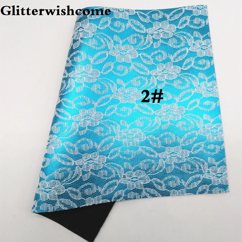 Glitterwishcome 21X29 см A4 размер винил для бантов металлик Синтетическая кожа со стеганым кружевом искусственная кожа листы для бантов, GM093A - Цвет: 2