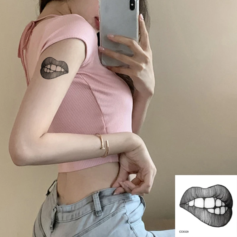 

Водостойкие временные мини-тату-наклейки рот, губы, искусственная татуировка, Геометрические Животные, флэш-татуировка, рука, спина, нога дл...