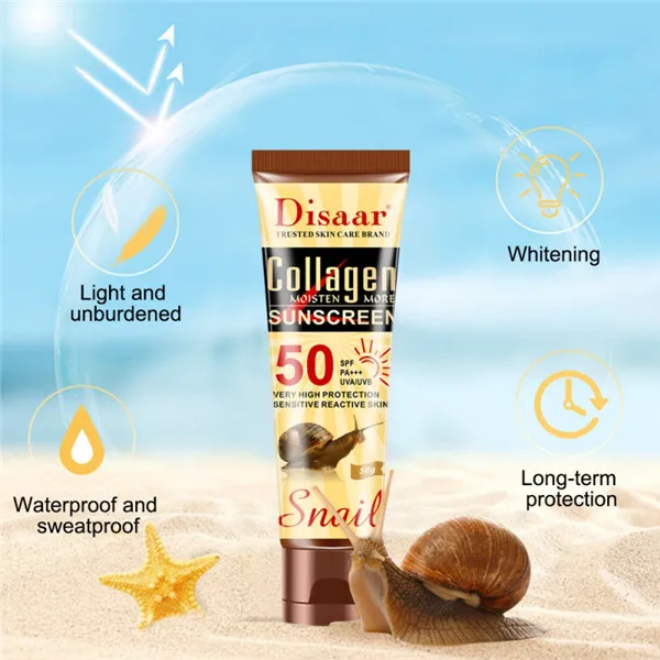 Новая коллагеновая эссенция улитки SPF 50 увлажняющий солнцезащитный крем против старения контроль за маслом анти-УФ отбеливающий солнцезащитный крем для лица