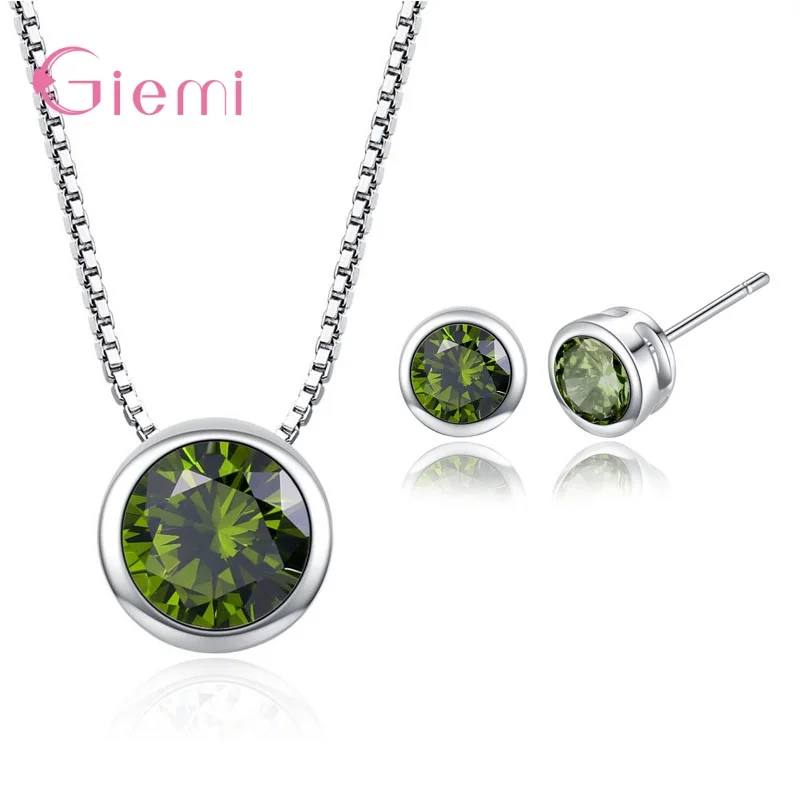 

Top Quality Jewelry Sets For Women Wedding Bridal Pendant CZ Necklace Stud Earrings Set 925 Sterling Silver Bijoux