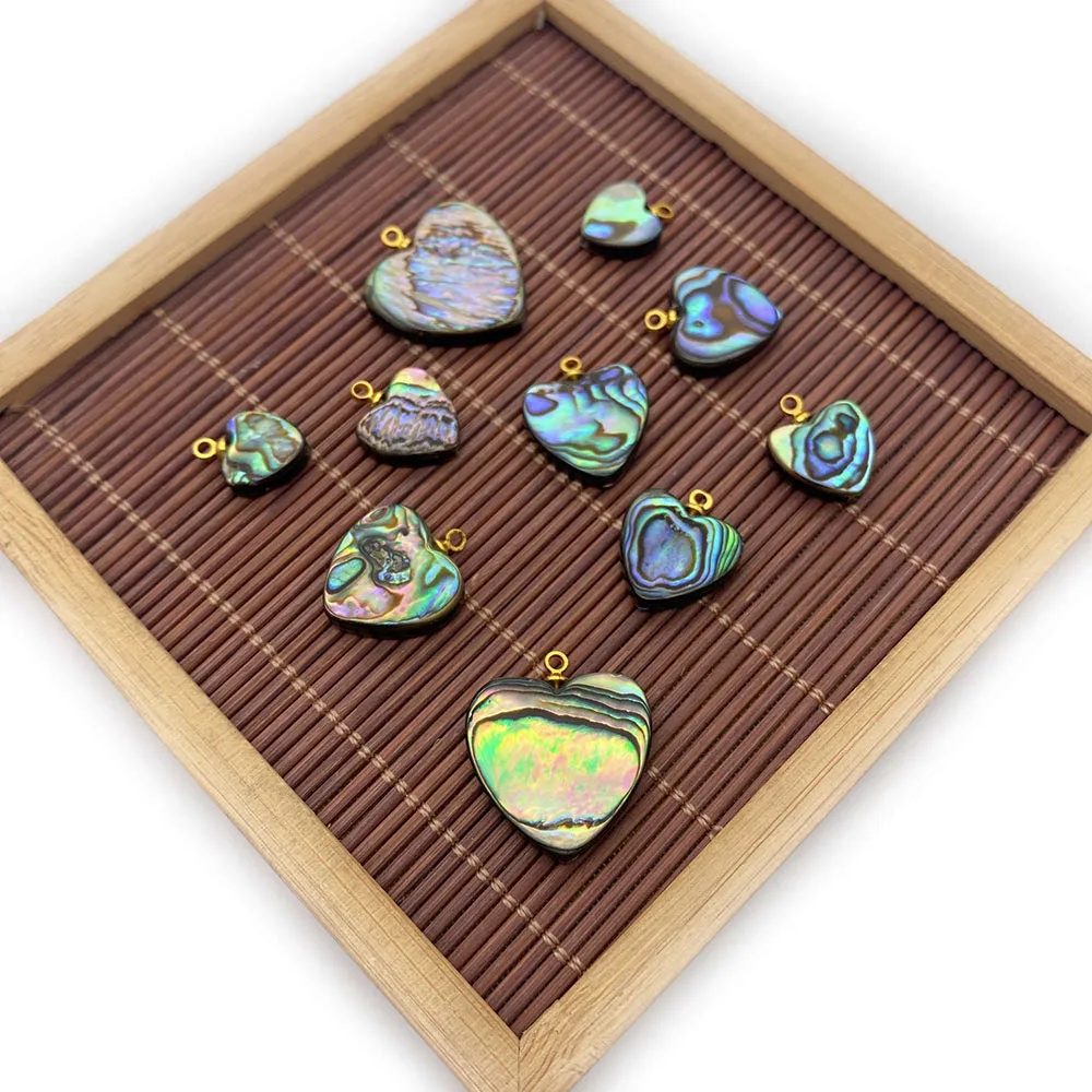 

2pcs Abalone Shell Pendant Retro Double-sided Heart-shaped Color Exquisite Pendant for Jewelry Making Mother-of-pearl 10-20mm