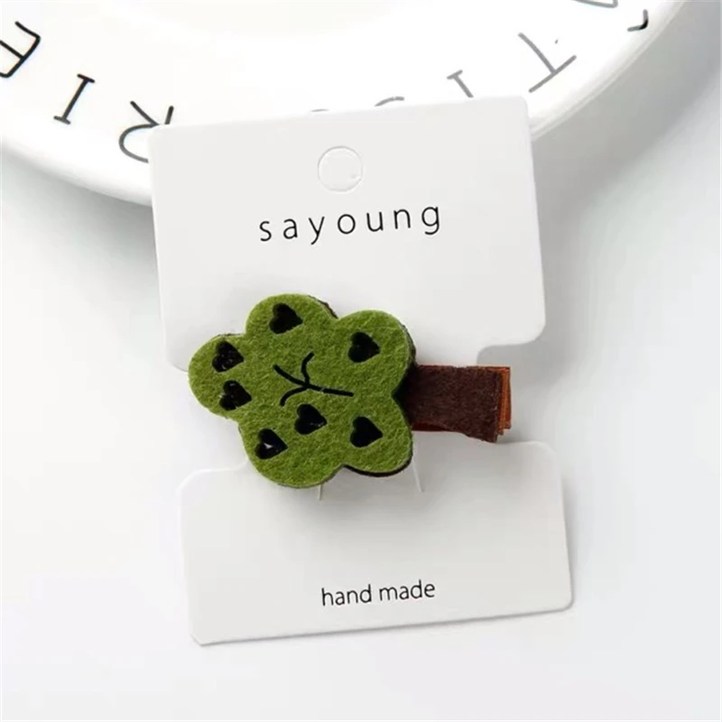 green tree M MISM INS, Корейская Рождественская елка, фруктовые заколки для волос из ткани, BB зажим для девочек, детские женские заколки для волос, милые заколки, аксессуары для волос - Цвет: green tree