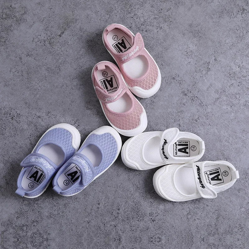 Туфли для девочек и мальчиков дышащая сетчатая ткань плоская подошва в