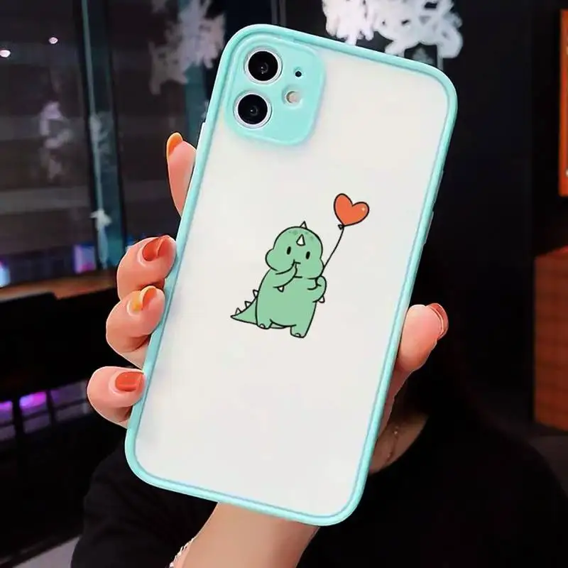 

cute cartoon dinosaur Phone Case Matte Transparent For iPhone 12 Mini 11 Pro XR XS Max 7 8 Plus
