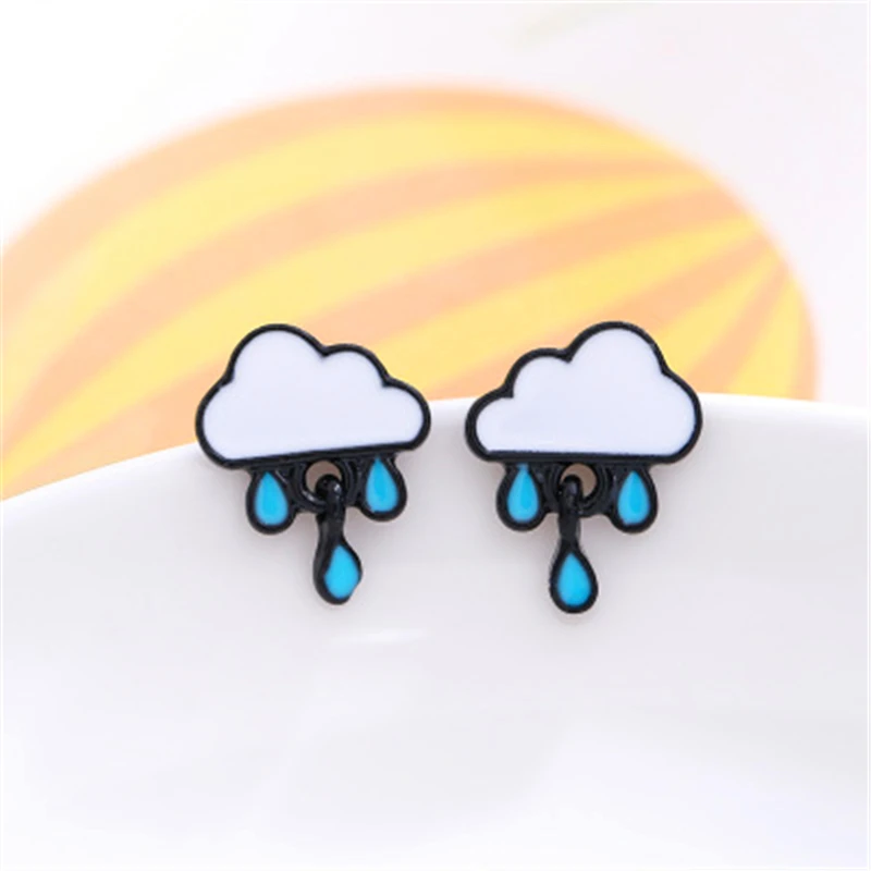 

Lovely black clouds small raindrop simple ear nail, fresh super lovely woman's ear nail girl heart, gift recommendation